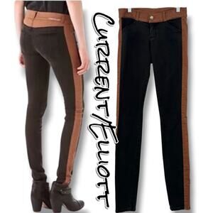 Current/Elliott The Rider Legging 26 Honey Black Colorblock Tuxedo Stripe Skinny